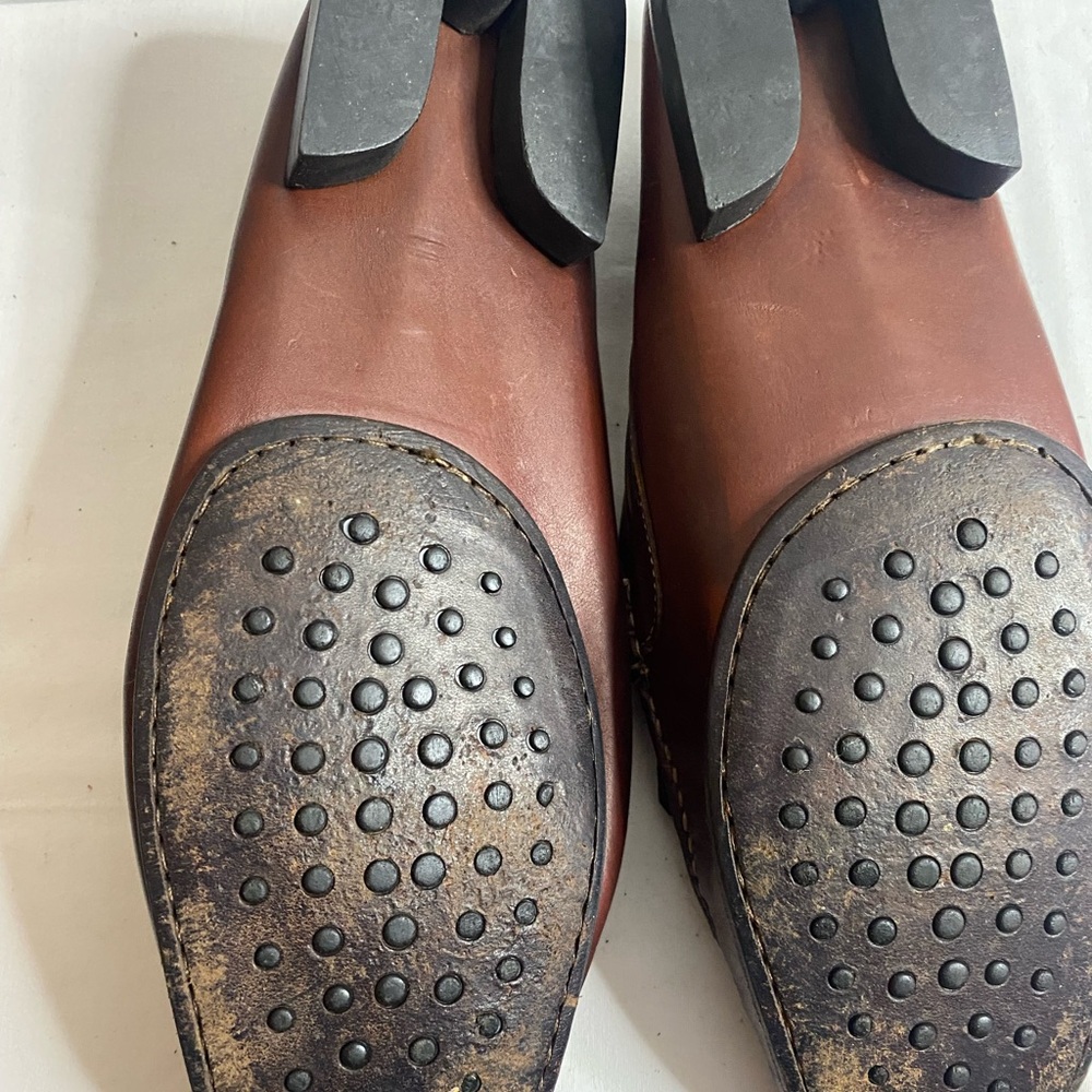Santoni square toe Brown Leather Loafer Men’s 11 D - Picture 4 of 10